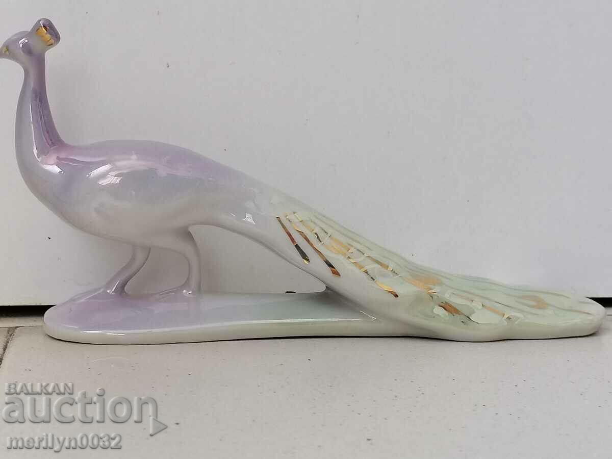 Auction Bulgarian porcelain figure peacock 60s plastic sculpture Auction Bulgarian porcelain figure peacock 60s plastic sculpture