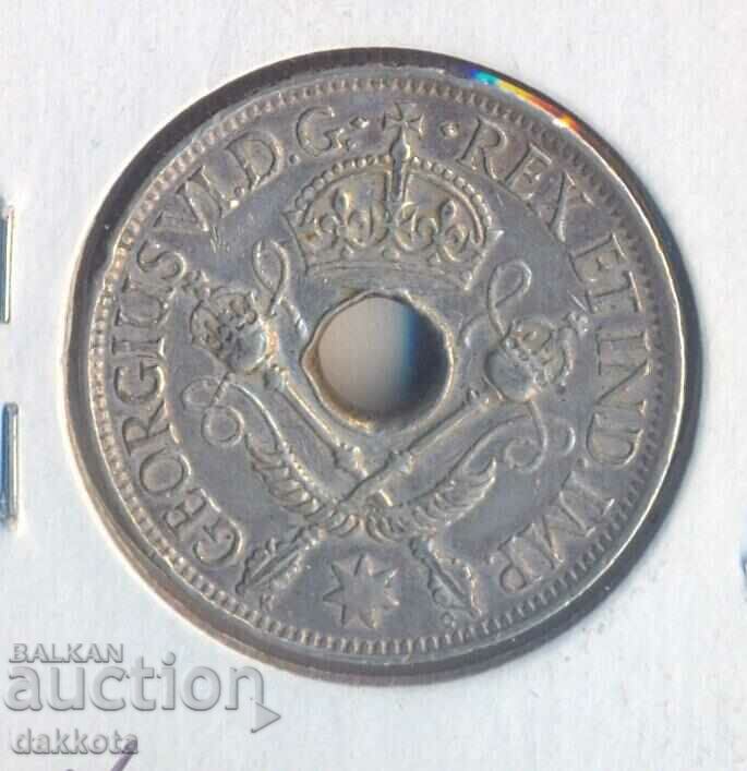 Английска Нова Гвинея 1 шилинг 1945 година, сребро