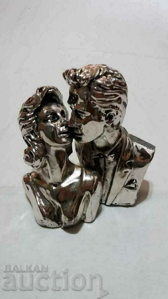 Vintage figure composition with silver plating and printing