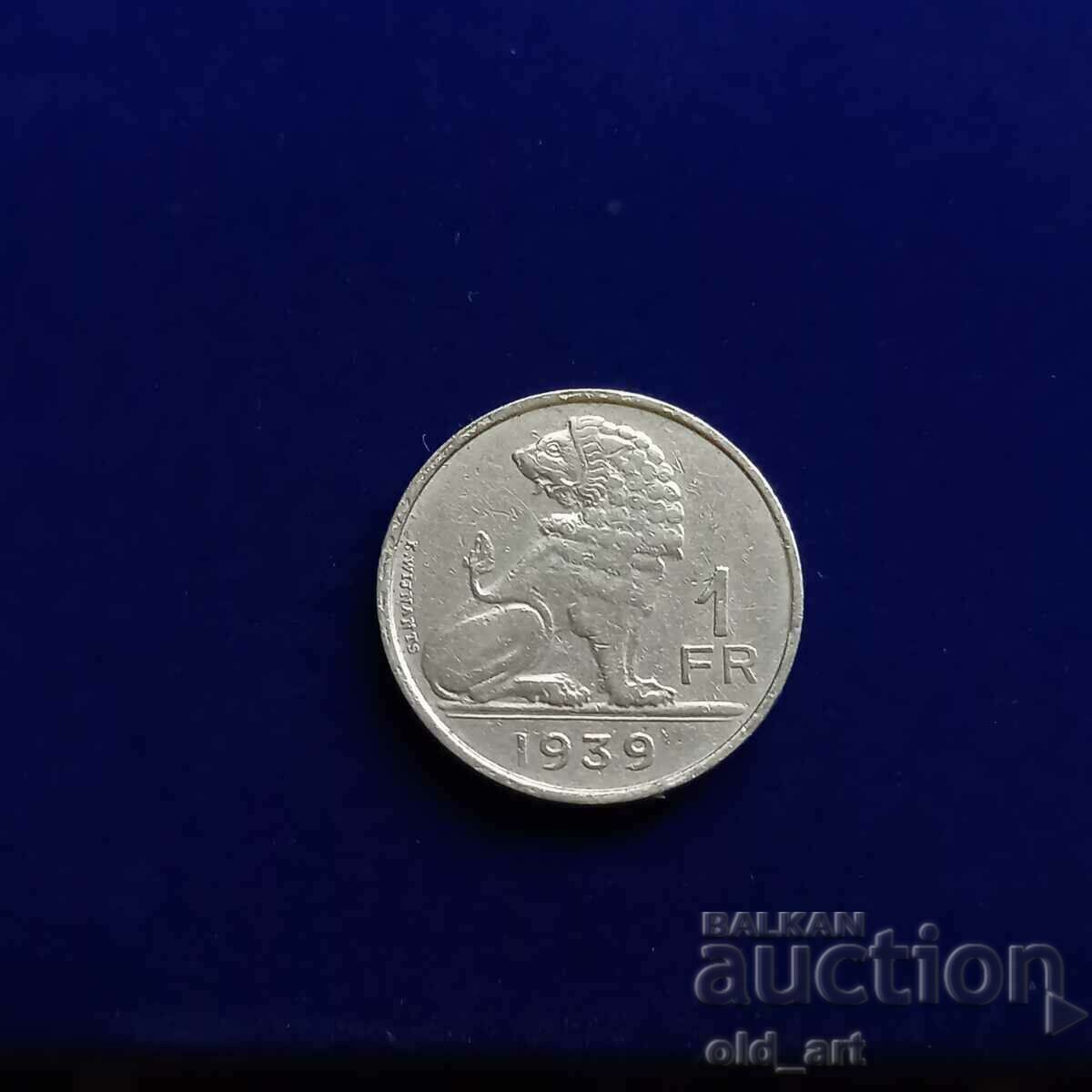 Coin - Belgium, 1 franc 1939