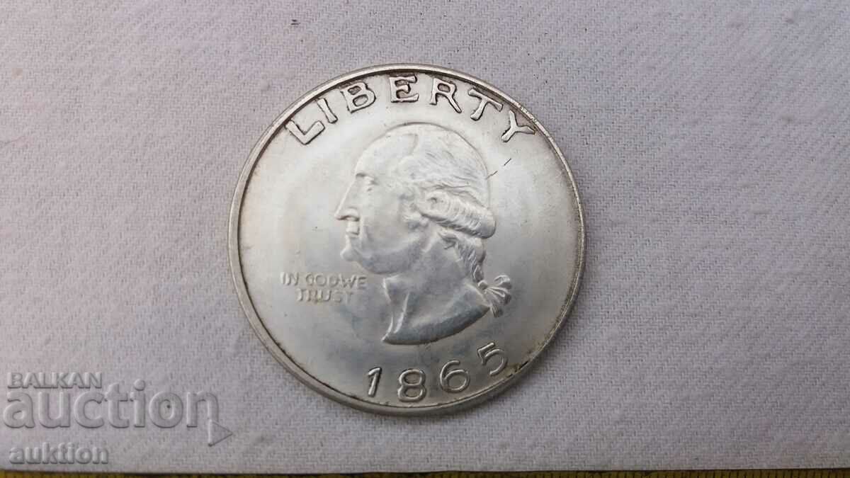 MASSIVE AMERICAN LIBERTY PLAQUE 1865 ONE DOLLAR