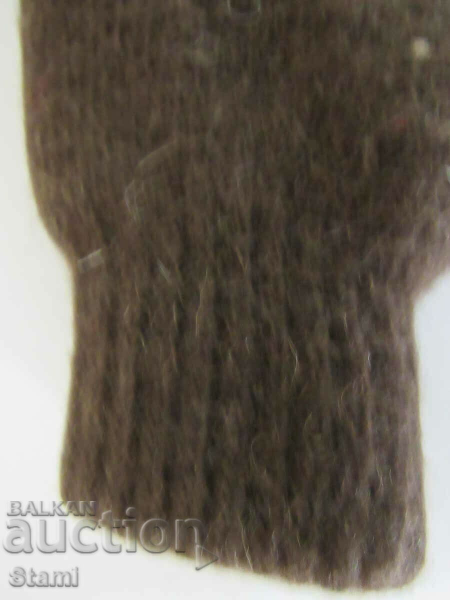 Machine knitted yak wool kid gloves with one finger, - 7 Machine knitted yak wool kid gloves with one finger, - 7