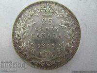КАНАДА, 25 ЦЕНТА 1918, сребро 0.925, рядка, за колекция, RRR