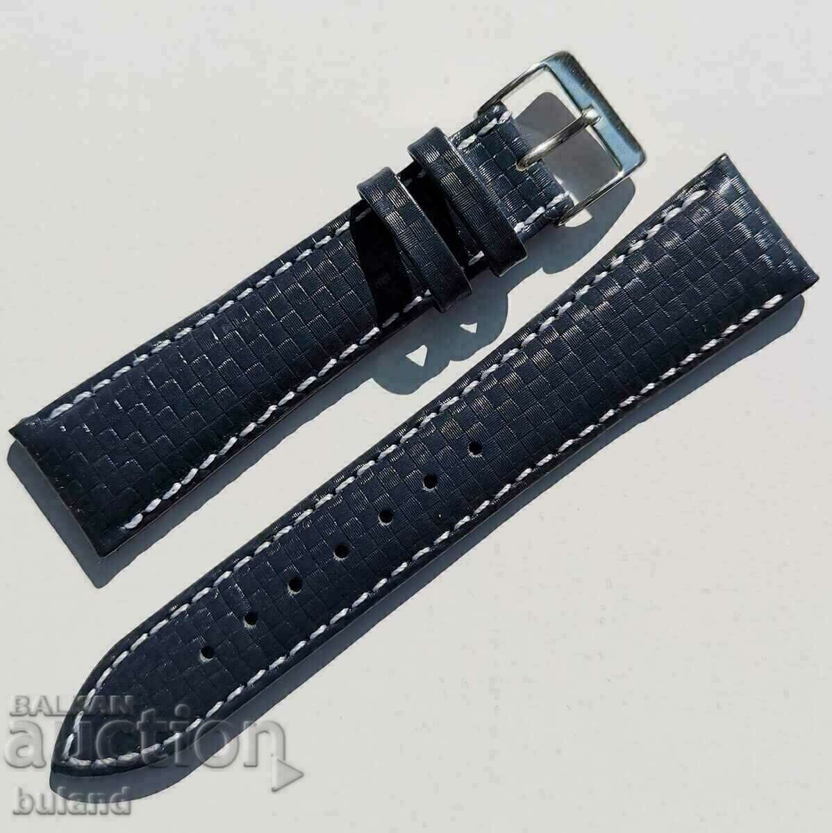 New Leather French Strap Blue Carbon Condor 20 mm Condor