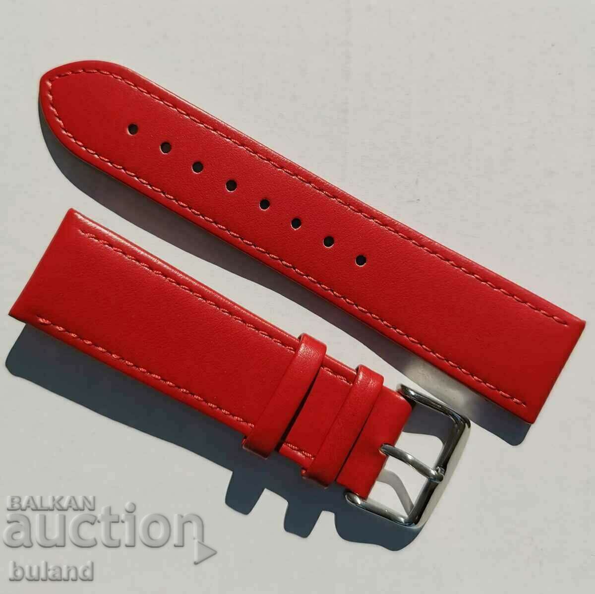 New Condor 22mm Condor Red Leather French Strap