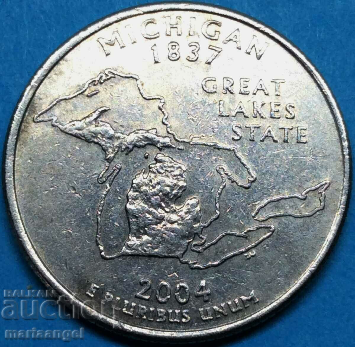 USA 1/4 Dollar 25 Cent Quarter 2004 State of Michigan