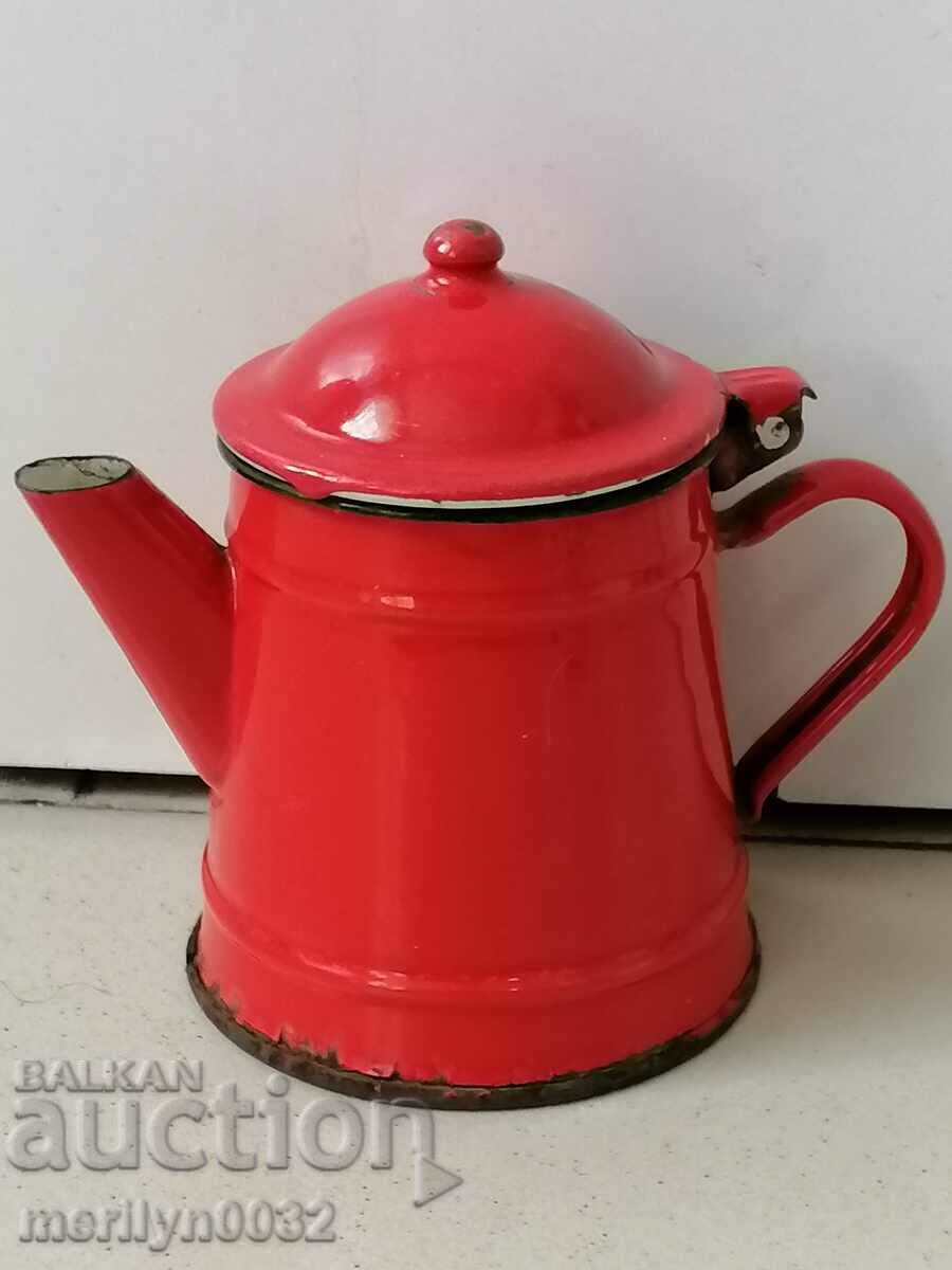 Enamelled teapot made of salt container with enamel jade jug with price 39.00 BGN | € 19.94 Enamelled teapot made of salt container with enamel jade jug with price 39.00 BGN | € 19.94