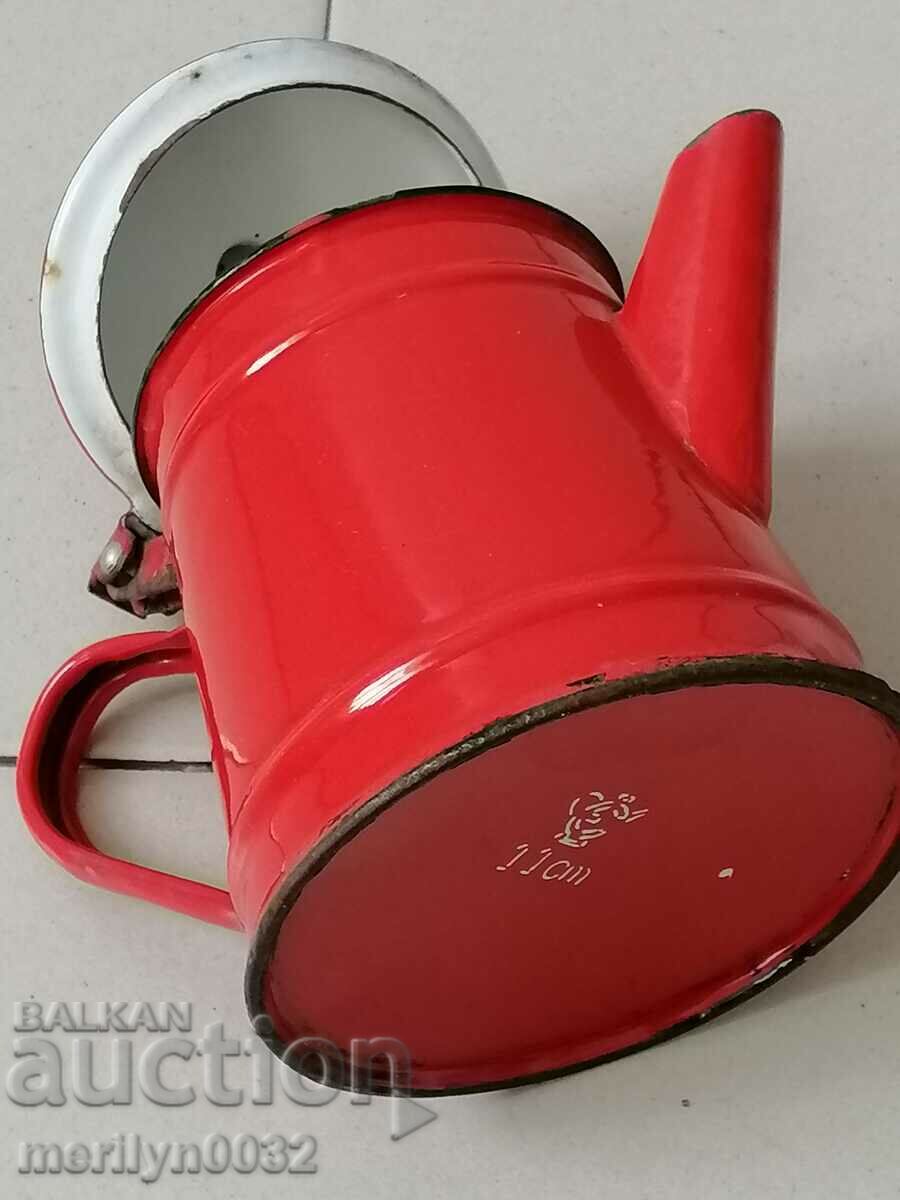 Enamelled teapot made of salt container with enamel jade jug - 6 Enamelled teapot made of salt container with enamel jade jug - 6