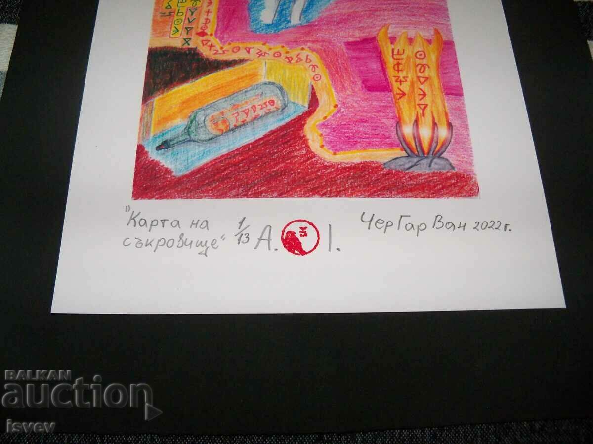 Auction Real treasure map with coded message, picture Auction Real treasure map with coded message, picture