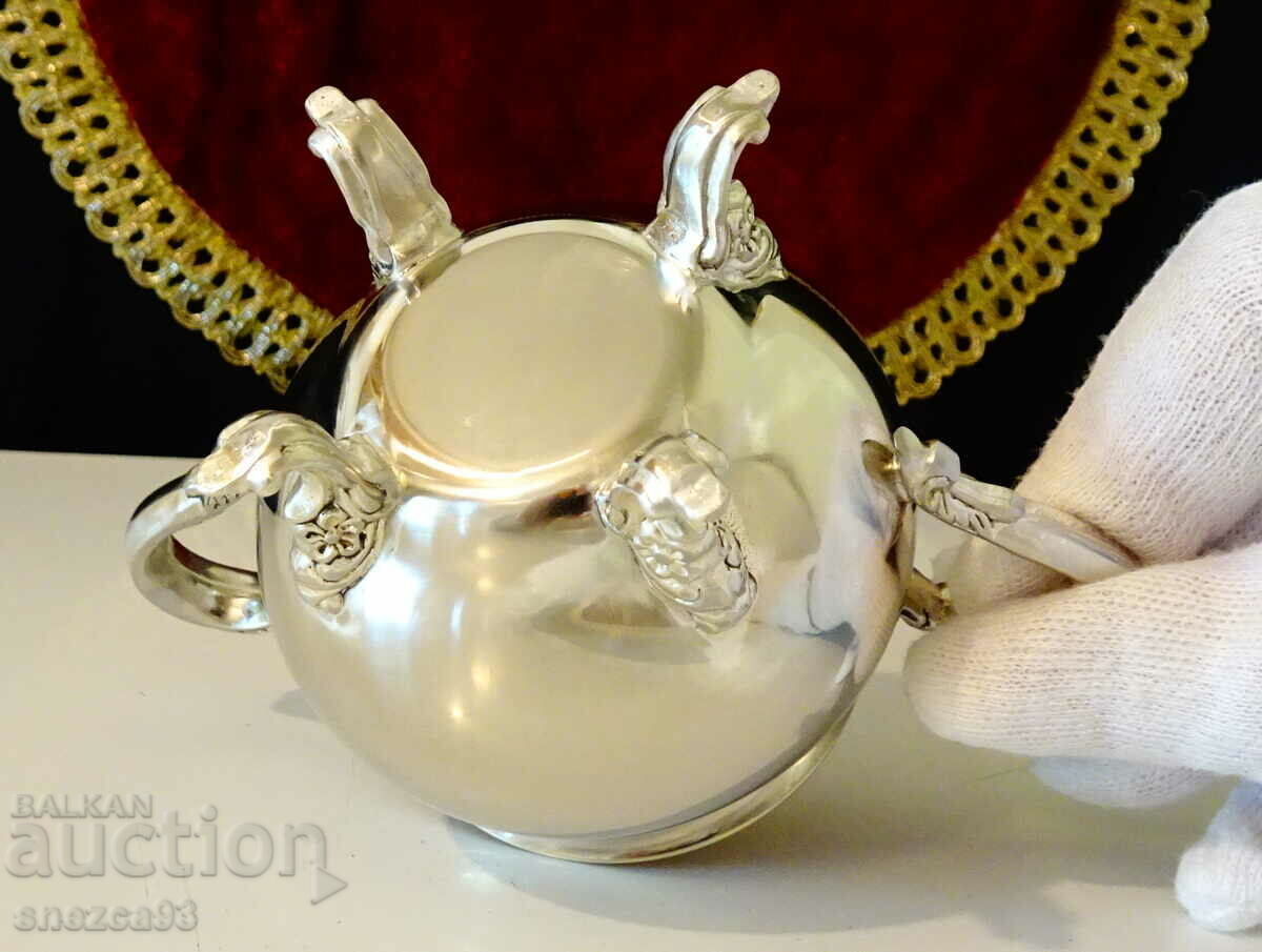 Beautiful silver-plated sugar bowl, brass. - 5 Beautiful silver-plated sugar bowl, brass. - 5