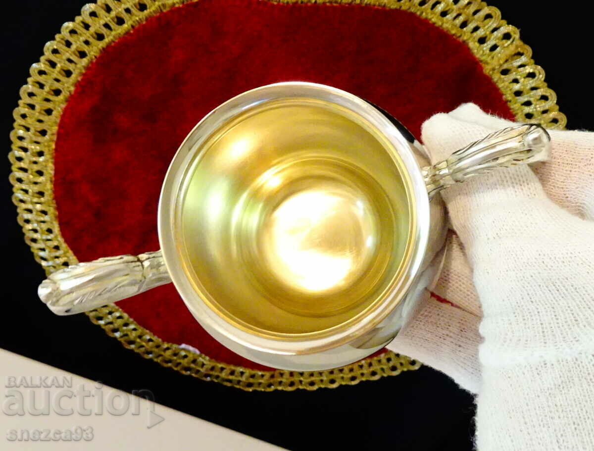 Beautiful silver-plated sugar bowl, brass. - 6 Beautiful silver-plated sugar bowl, brass. - 6