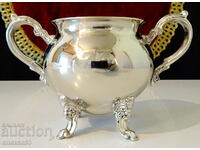 Beautiful silver-plated sugar bowl, brass.