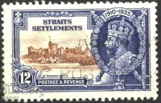 Inscripționat Regele George V 1935 Strâmtoarea Malaysia Settle