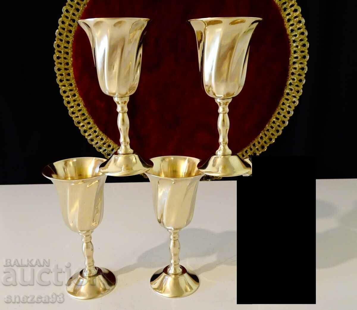Bronze glasses for brandy, multi-walled, 4 pcs.