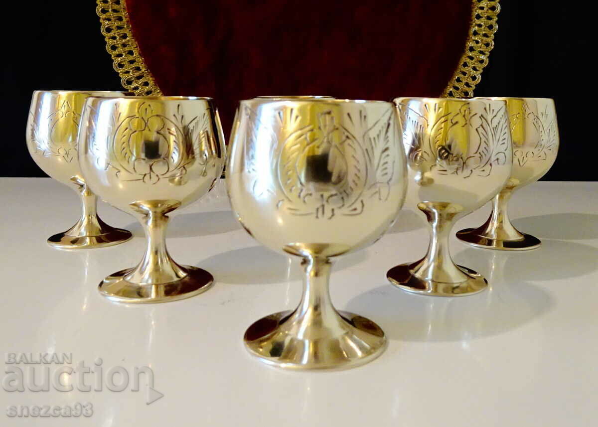Английски чаши,никелово сребро,барок,6 бр.