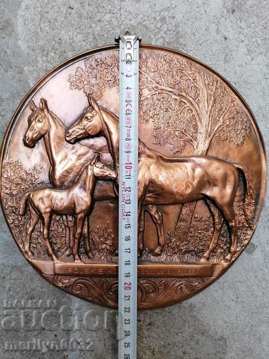 Wrought copper copper panel Polish horses copper 22 cm Poland with price 90.00 BGN | € 46.02 Wrought copper copper panel Polish horses copper 22 cm Poland with price 90.00 BGN | € 46.02