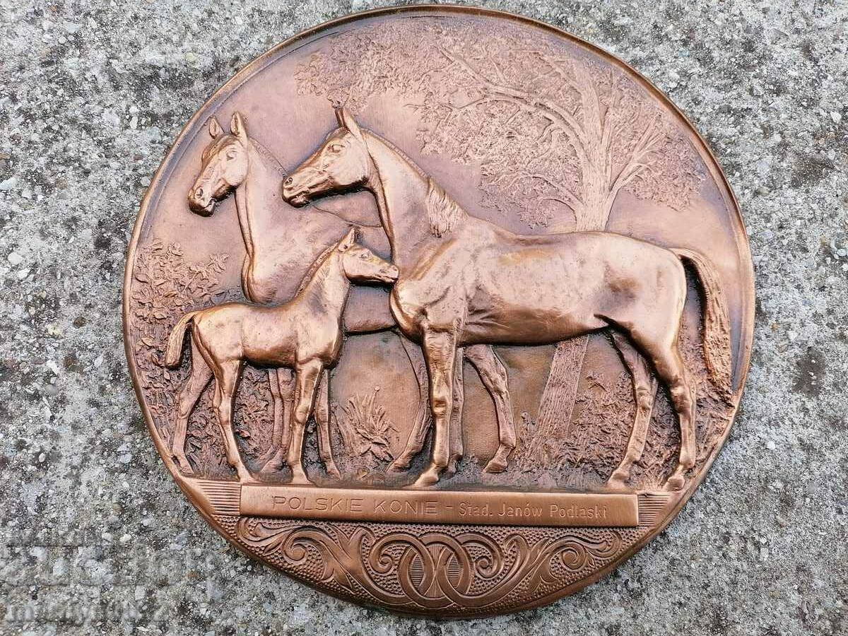 Wrought copper copper panel Polish horses copper 22 cm Poland - 5 Wrought copper copper panel Polish horses copper 22 cm Poland - 5