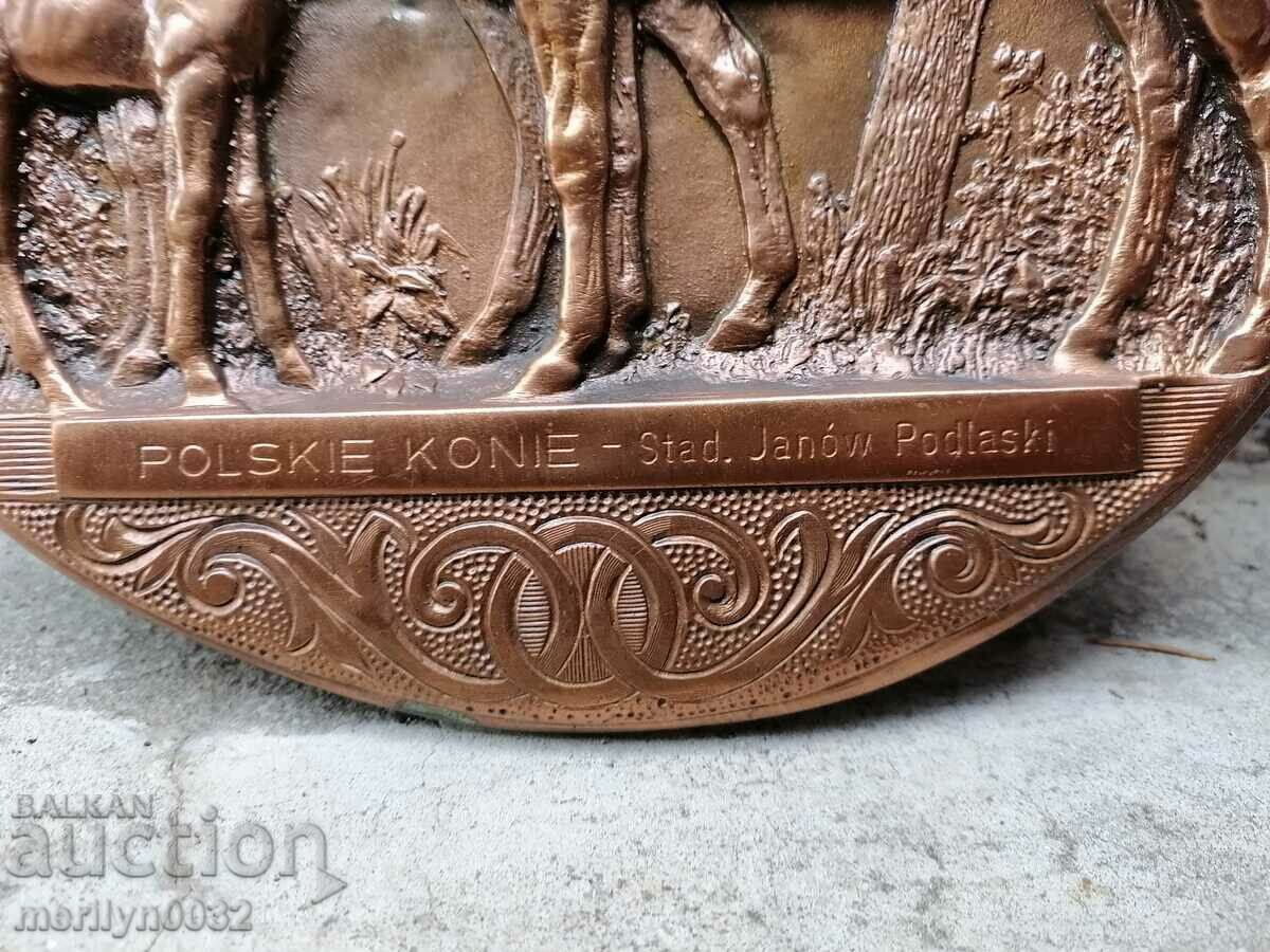 Wrought copper copper panel Polish horses copper 22 cm Poland - 6 Wrought copper copper panel Polish horses copper 22 cm Poland - 6