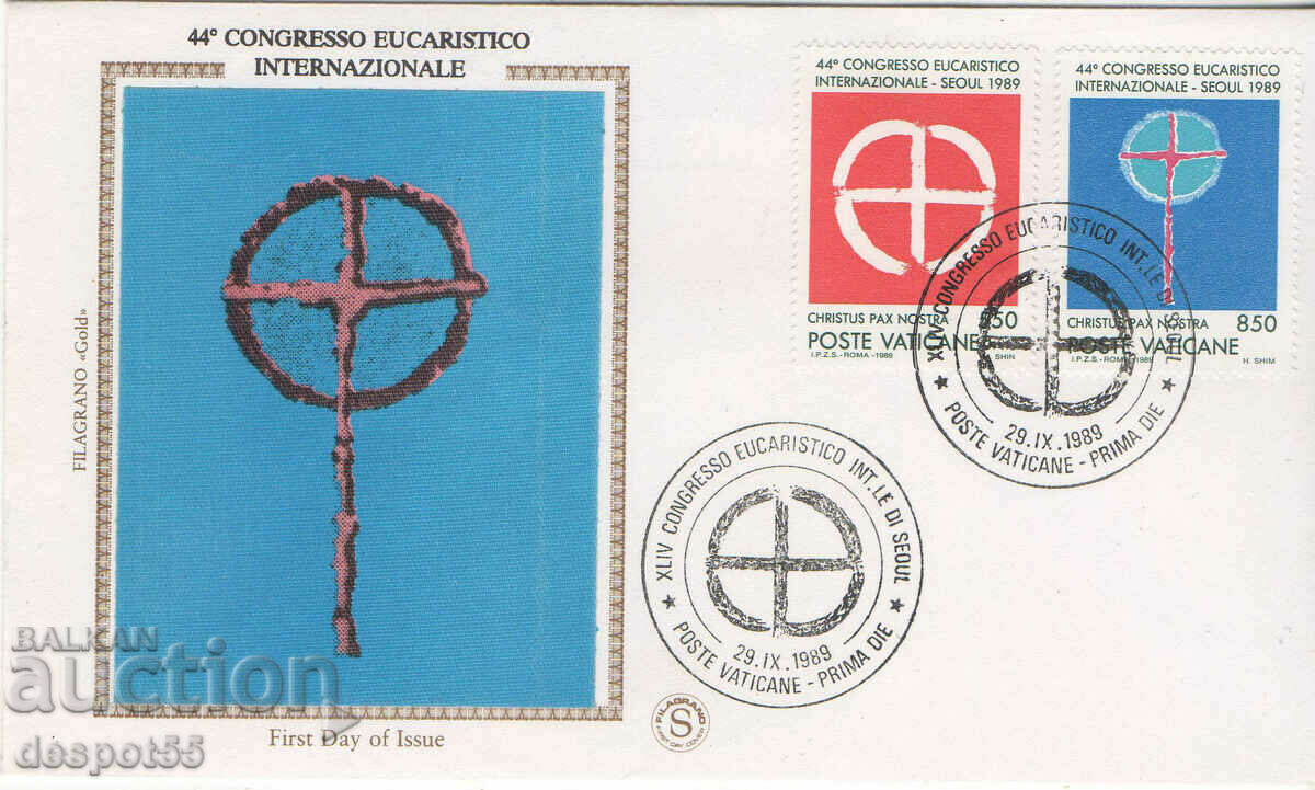 1989. Vaticanul. Plic „Prima zi” – Congres euharistic.