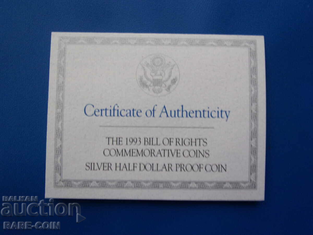 Livrarea RS(44) SUA- 1/2 dolar 1993-Mat-Lucius-Silver-Rare.BZC
