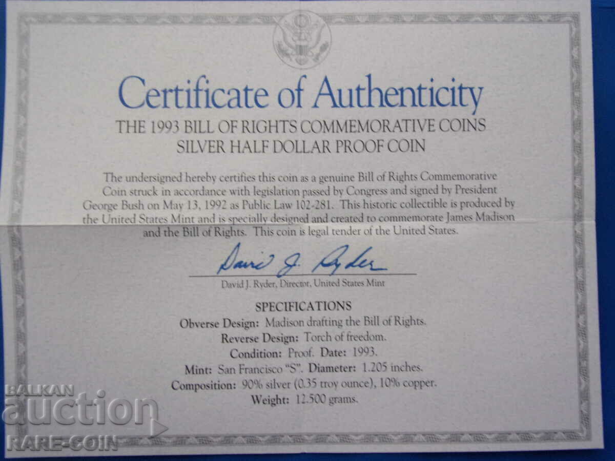 RS(44) SUA- 1/2 dolar 1993-Mat-Lucius-Silver-Rare.BZC - 5