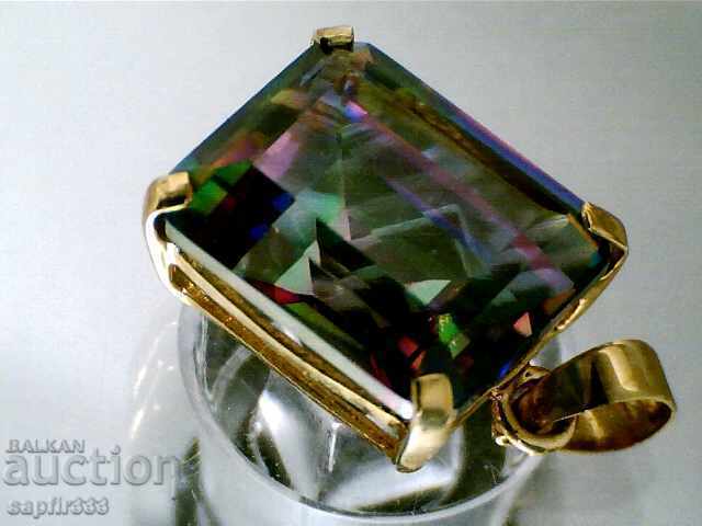 GOLD MEDALLION WITH MYSTIC TOPAZ - 6 GOLD MEDALLION WITH MYSTIC TOPAZ - 6