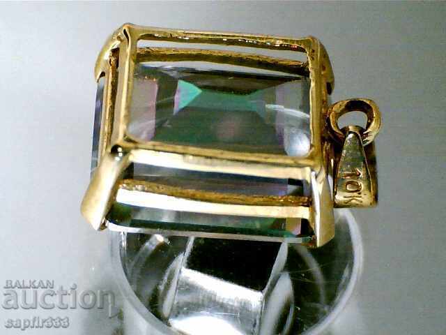 GOLD MEDALLION WITH MYSTIC TOPAZ - 7 GOLD MEDALLION WITH MYSTIC TOPAZ - 7