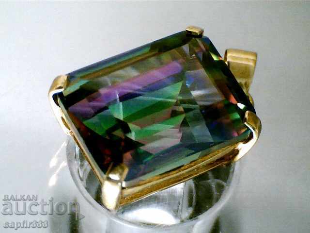 GOLD MEDALLION WITH MYSTIC TOPAZ