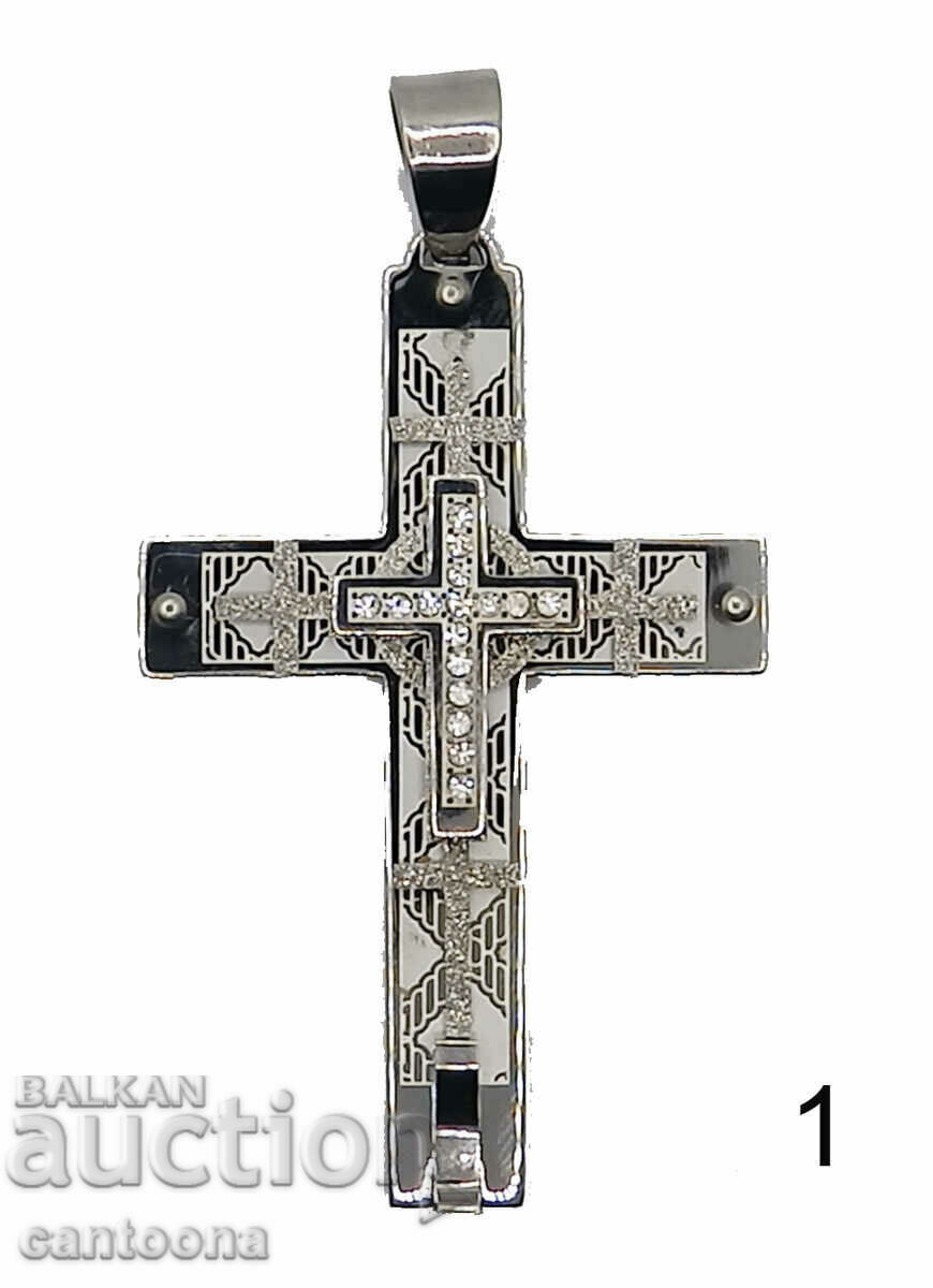 Cross made of medical steel 316L, with zirconia, different color
