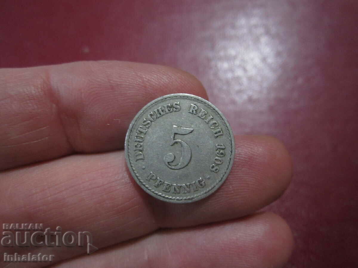 1908 5 pfennig litera A