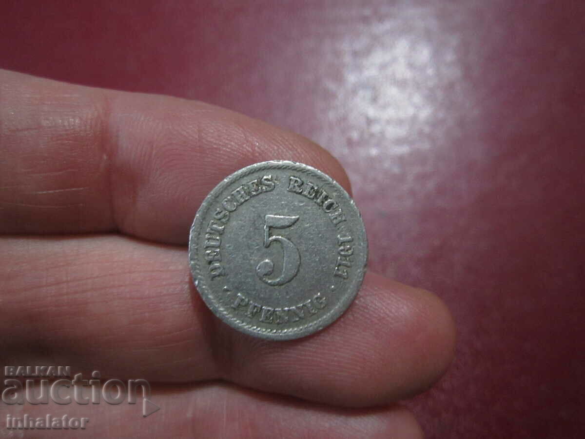 1911 5 pfennig litera F