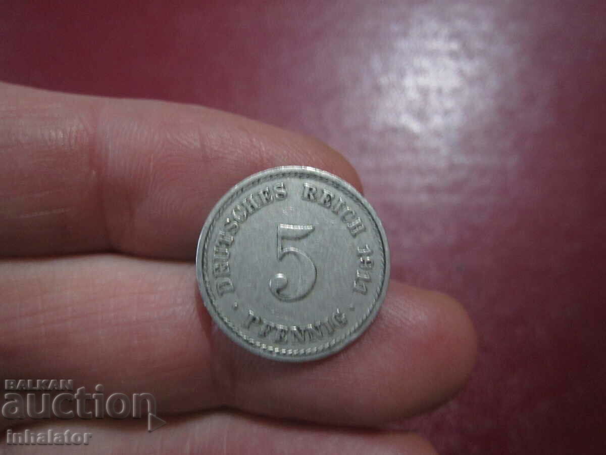 1911 anul 5 pfennig litera A