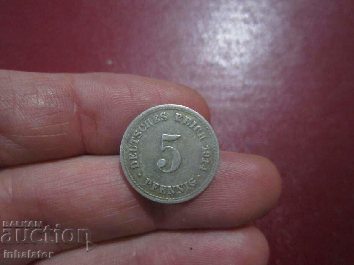 1914 anul 5 pfennig litera A