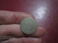 1876 10 pfennig litera J