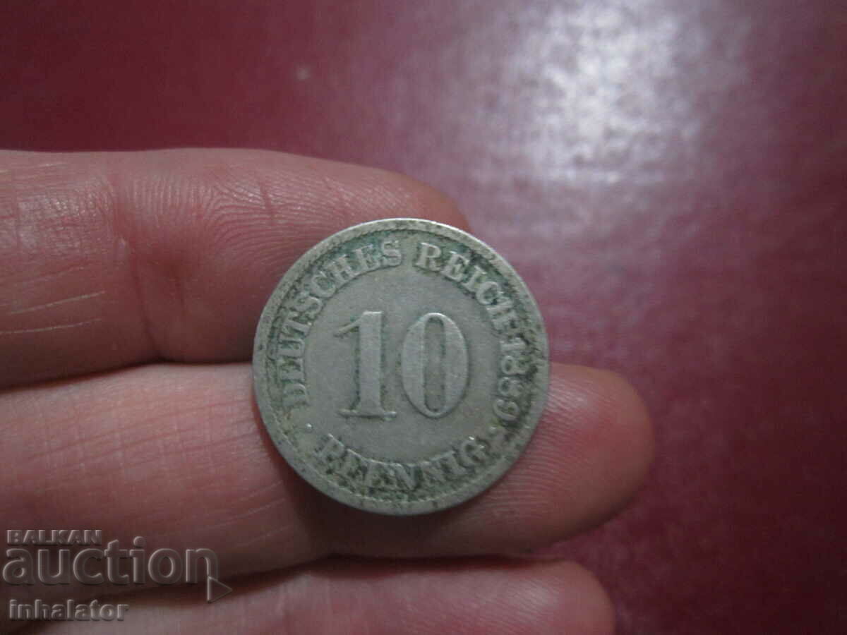 1889 10 pfennig letter A