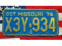 US License Plate MISSOURI 1976