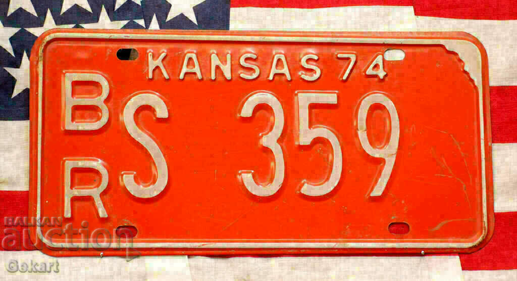 US License Plate KANSAS 1974