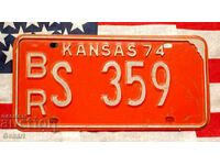 US License Plate KANSAS 1974