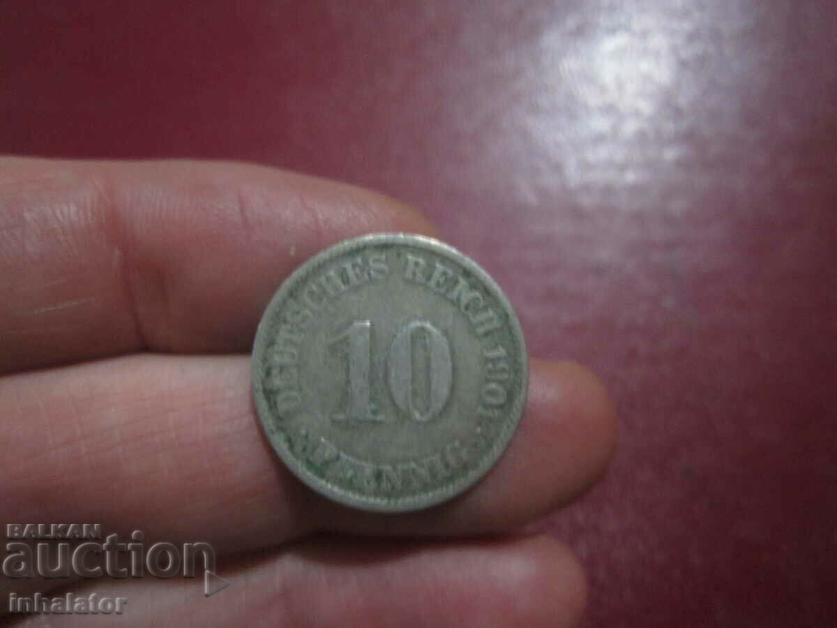 1901 10 pfennig litera J