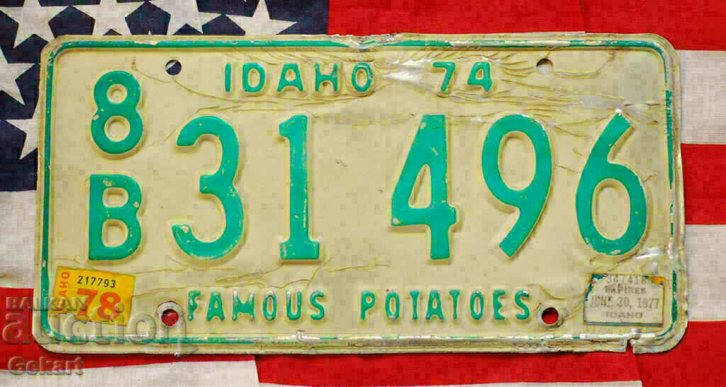 Placă de înmatriculare SUA IDAHO 1974