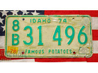 US License Plate IDAHO 1974