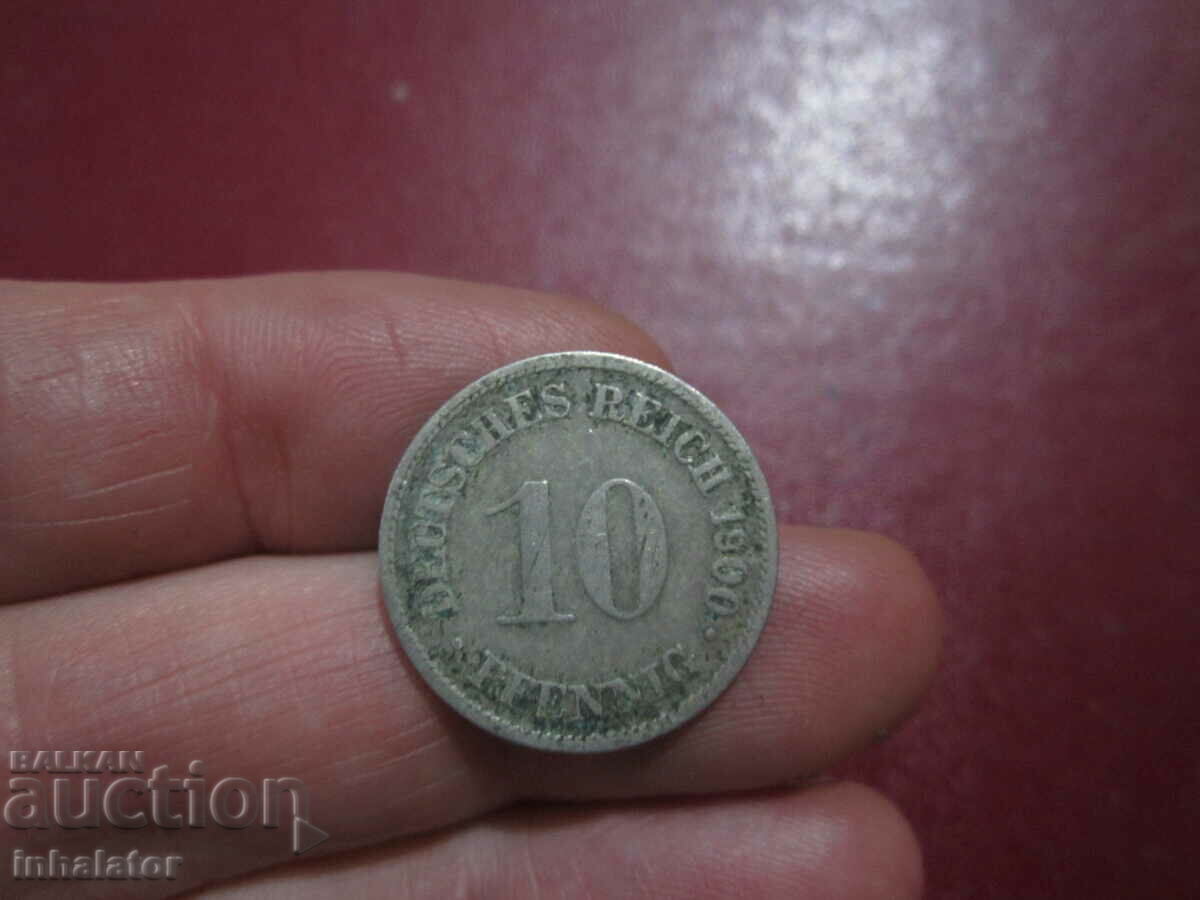 1900 год 10 пфенига буква D