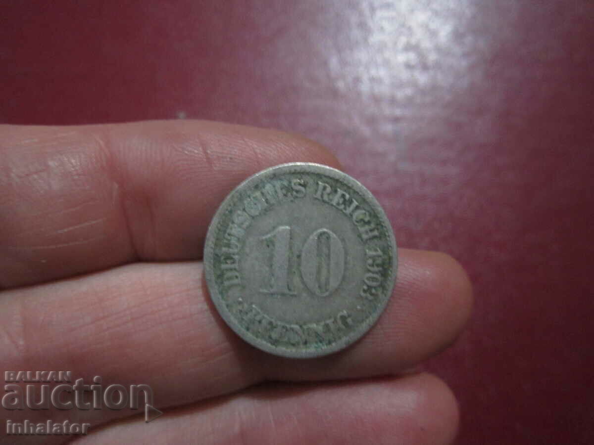 1903 10 pfennig letter F