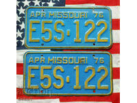 US License Plates MISSOURI 1976 PAIR