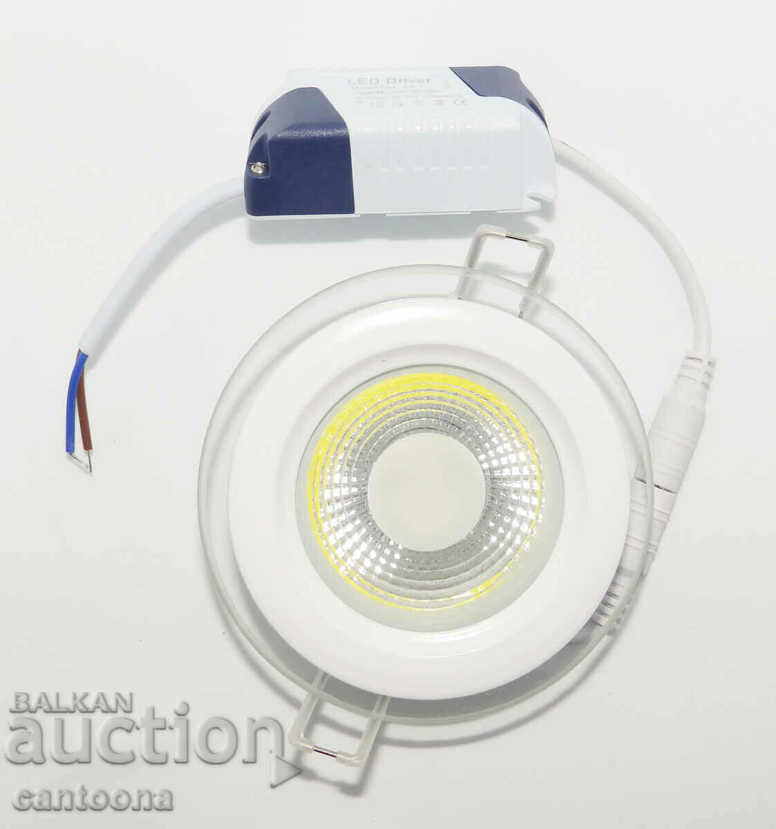 LED COB χωνευτός προβολέας - κύκλος, λευκό φως 6W, οδηγός