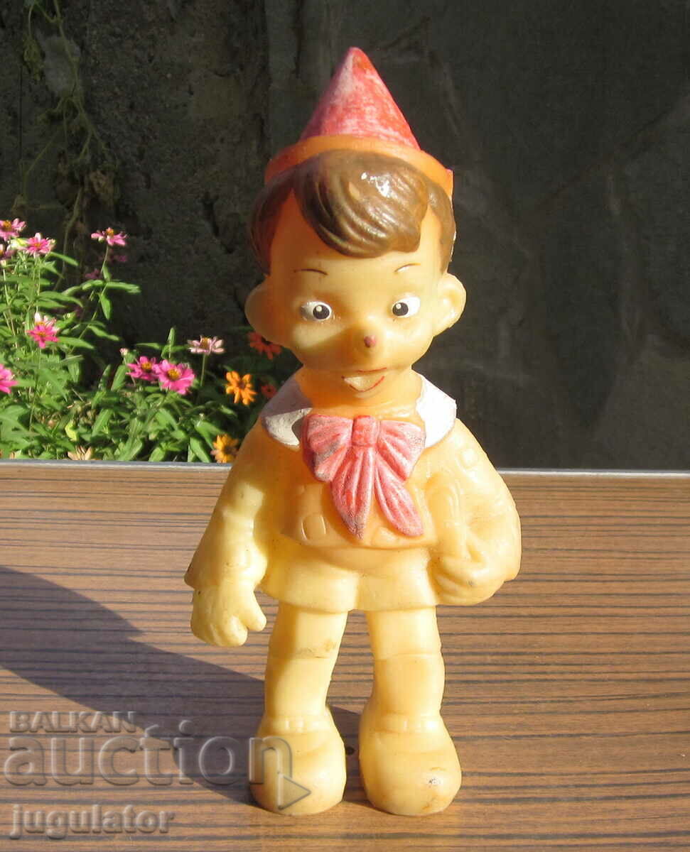 Pinocchio old Bulgarian rubber toy doll from Sotsa