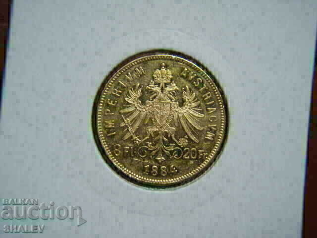 20 Francs / 8 Florin 1884 Austria (Austria) - AU (gold) with price 1899.89 BGN | € 971.40 20 Francs / 8 Florin 1884 Austria (Austria) - AU (gold) with price 1899.89 BGN | € 971.40