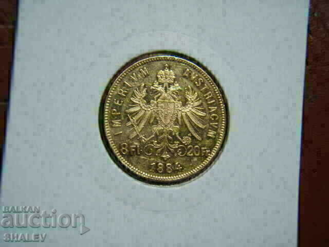 Auction 20 Francs / 8 Florin 1884 Austria (Austria) - AU (gold) Auction 20 Francs / 8 Florin 1884 Austria (Austria) - AU (gold)