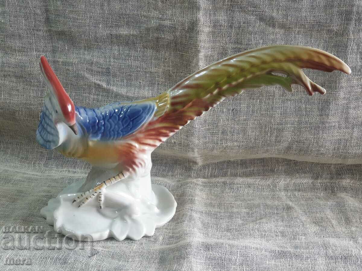 Large porcelain figure of a parrot