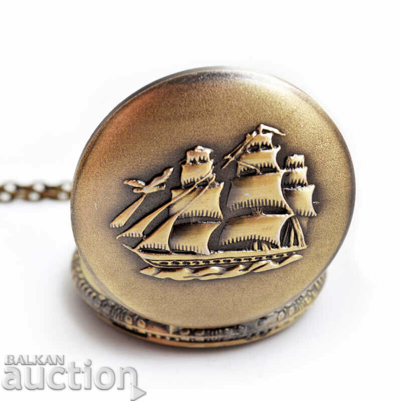 Delivery of New Pocket watch with ship sails masts sails ocean sailor
